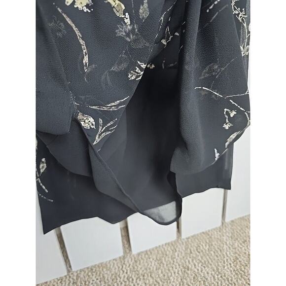 Hunt Club High Waisted Dark Floral Midi Skirt Black Size 10 AOP‎ Flower Retro - Picture 4 of 10